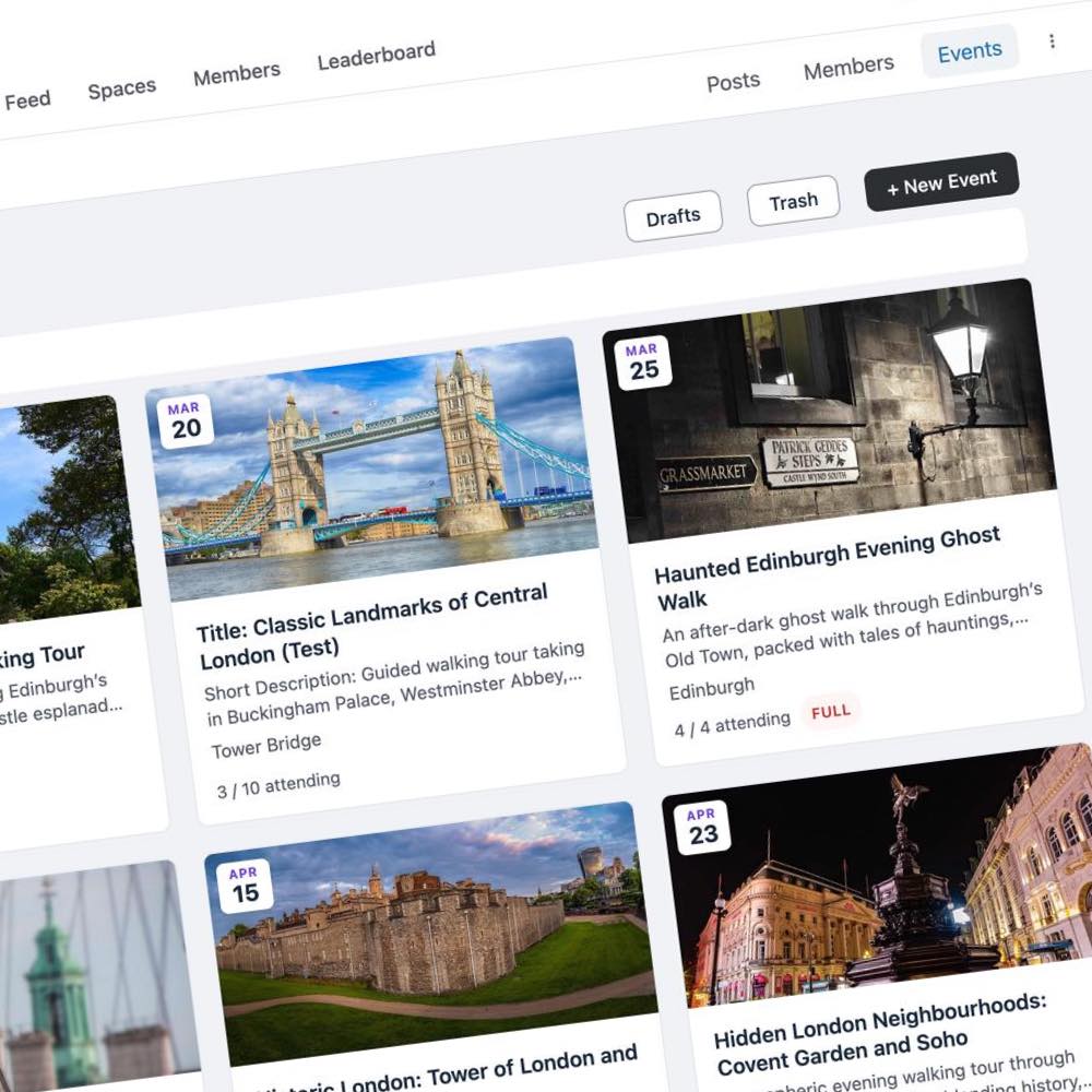 SpaceEvents features