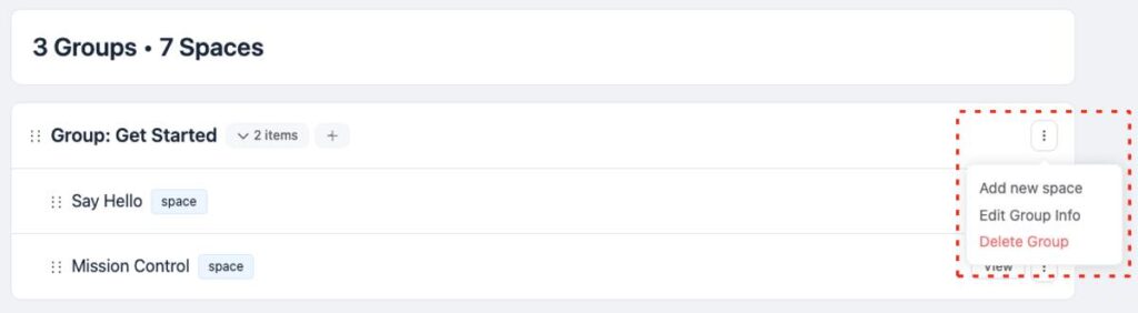Add Custom Link to Space Group