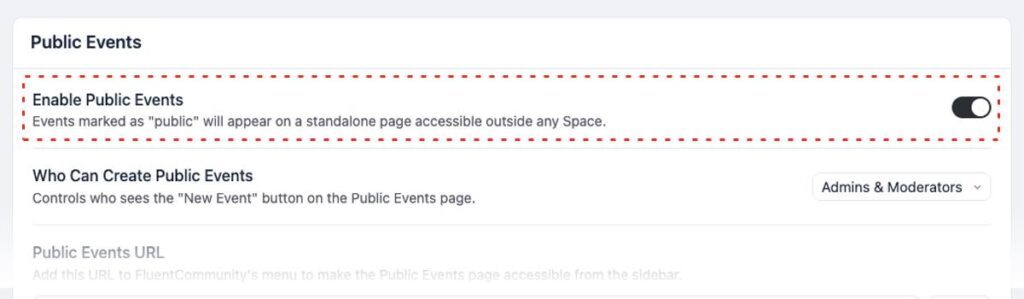 Enable Public Events
