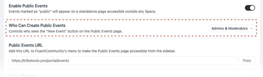Enable Public Events